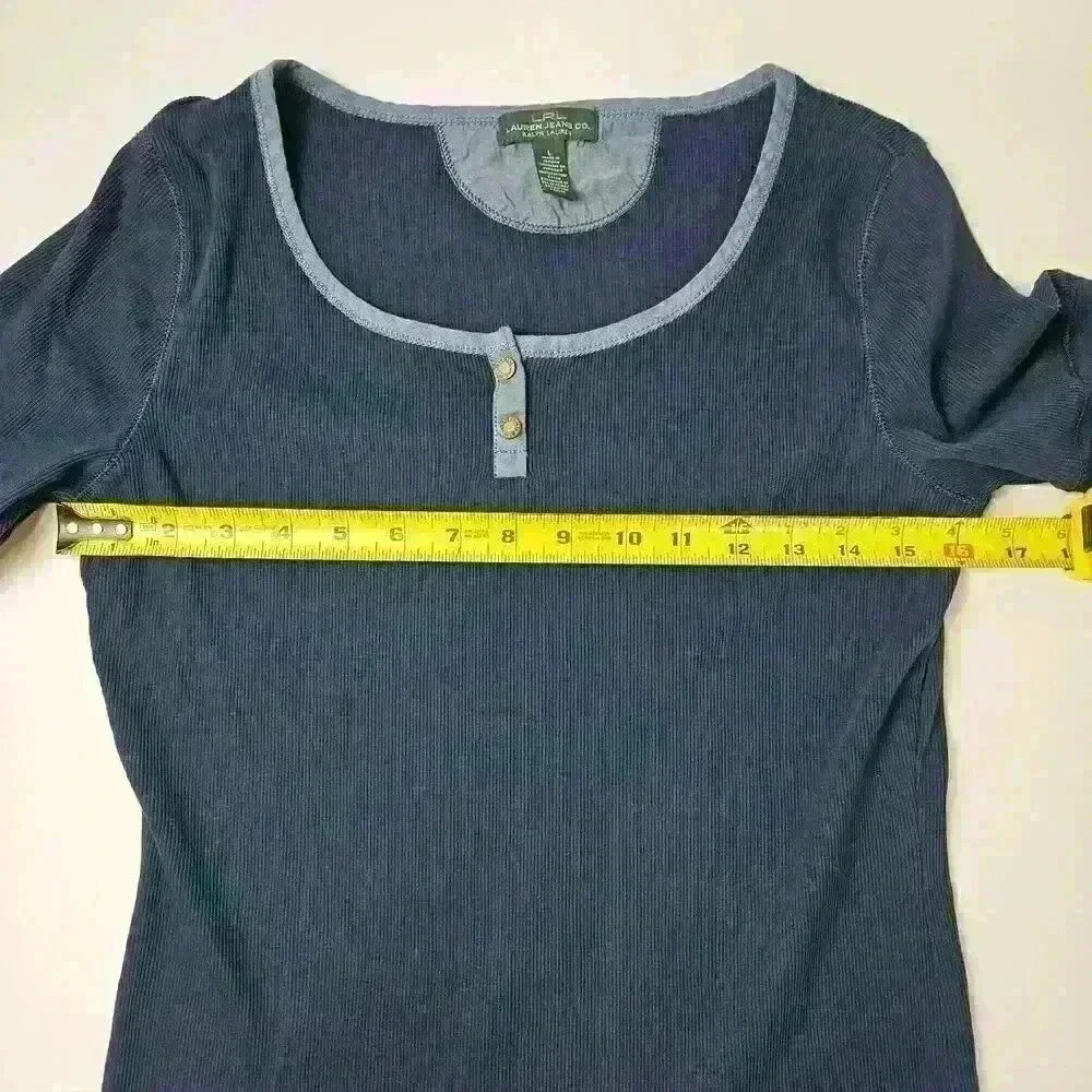 Lauren Ralph Lauren Navy Blue Knit Henley Size Large